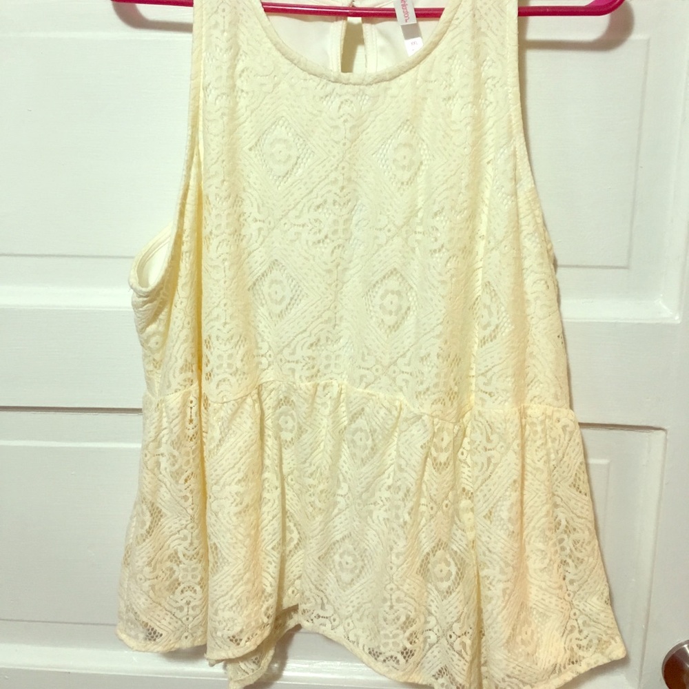 Off-white lace tank top